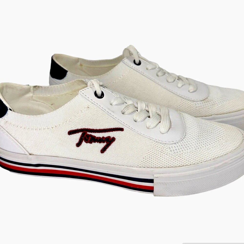Tommy Hilfiger Women Logo Sneaker White Ivory  Quiet Luxury Preppy Streetwear 7
